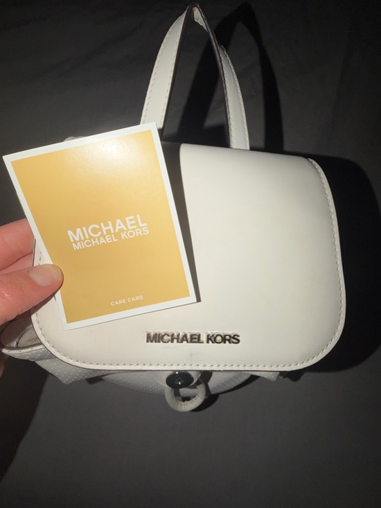 Authentic Michael Kors White Perforated Leather Drawstring Backpack main image 5